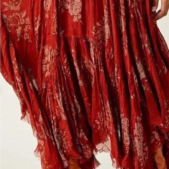 Free People Red Floral Maxi Skirt - Picture 2 of 3